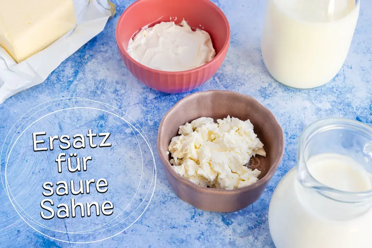 Milchprodukte wie Quark, Butter und Milch werden als Ersatz f&uuml;r saure Sahne gezeigt.